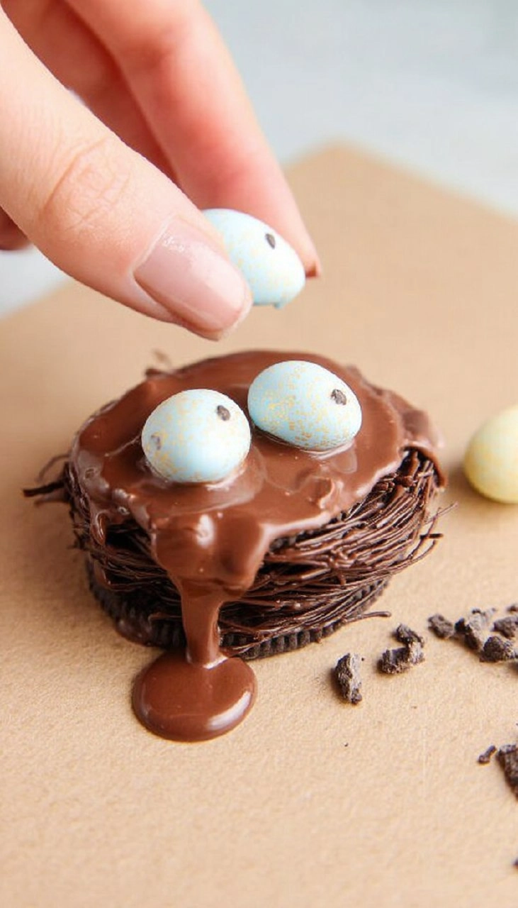 Chocolate Covered Oreo Easter Egg Nests