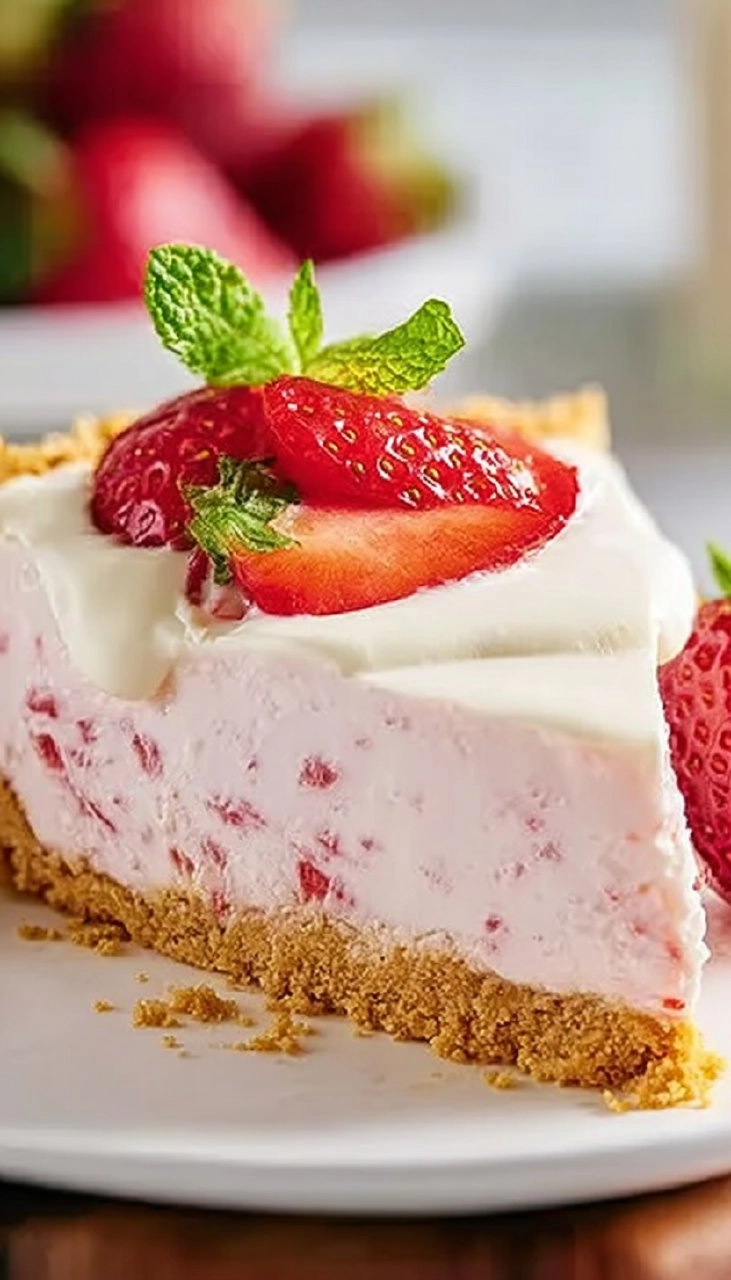 No-Bake Frozen Strawberry Pie
