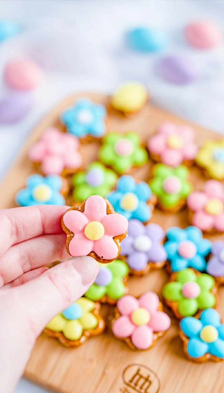 Pastel Candy Spring Flower Pretzels
