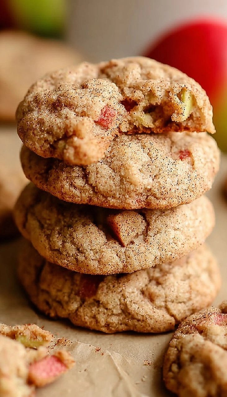 Soft and Chewy Rhubarb Cookies with Cinnamon