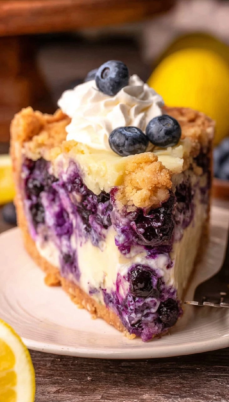 Lemon Blueberry Crumble Cheesecake