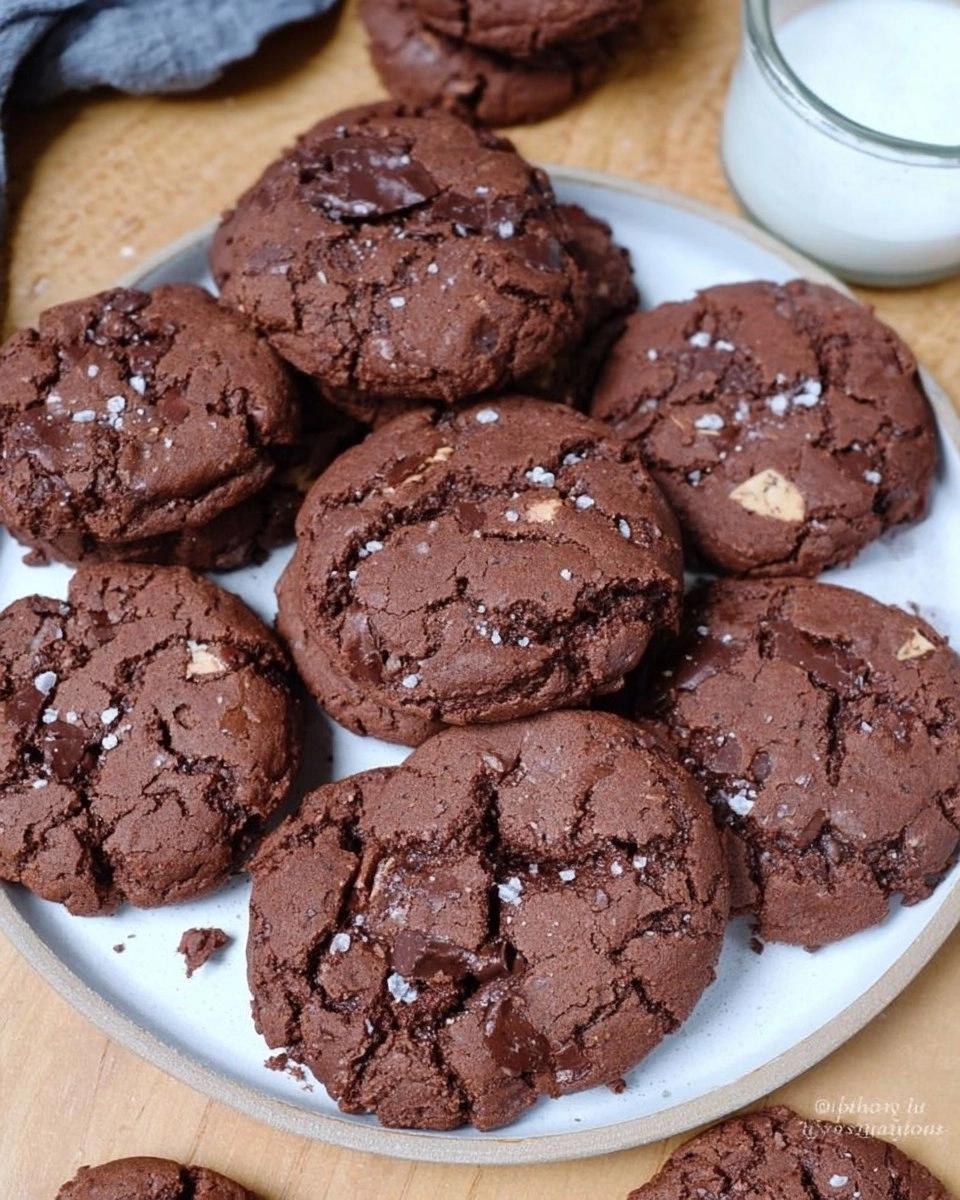 Triple chocolate sourdough cookies