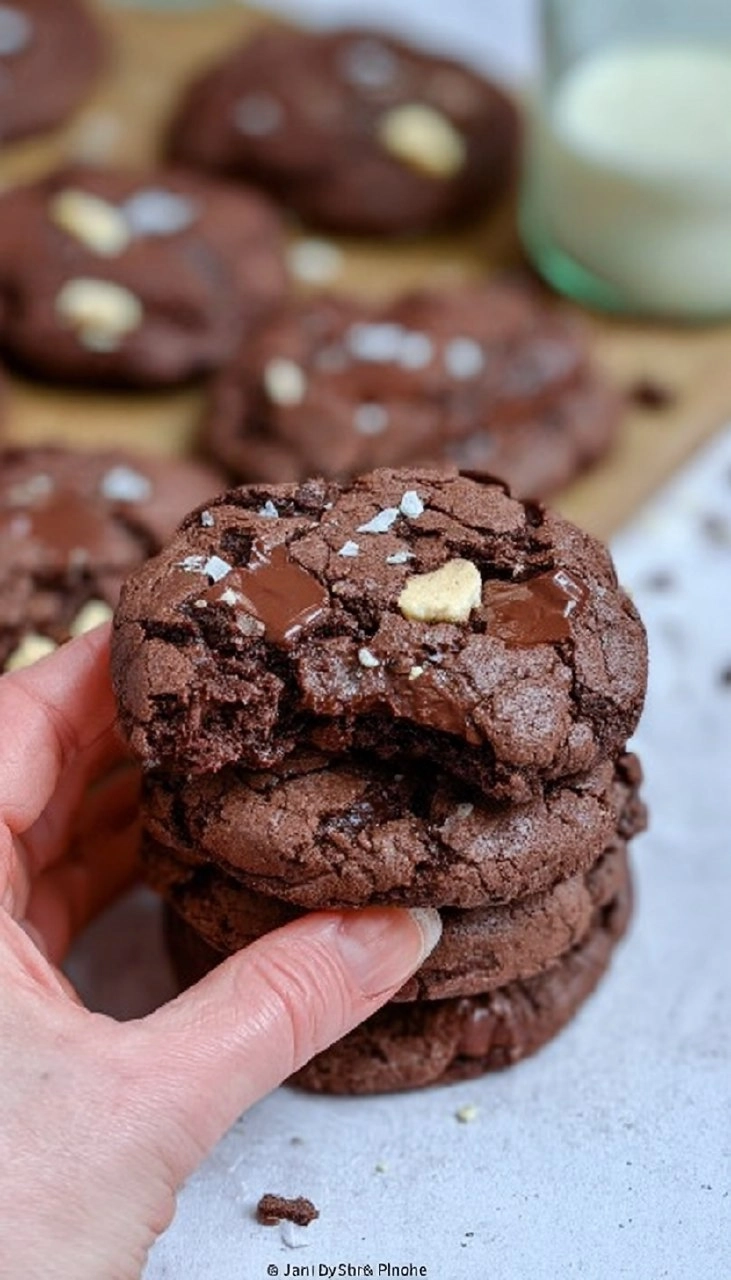 Triple chocolate sourdough cookies