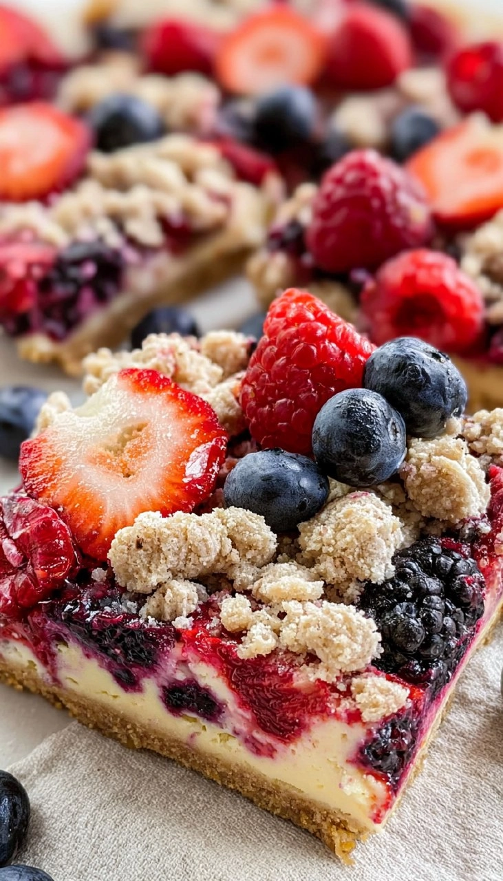 Triple Berry Cheesecake Bars
