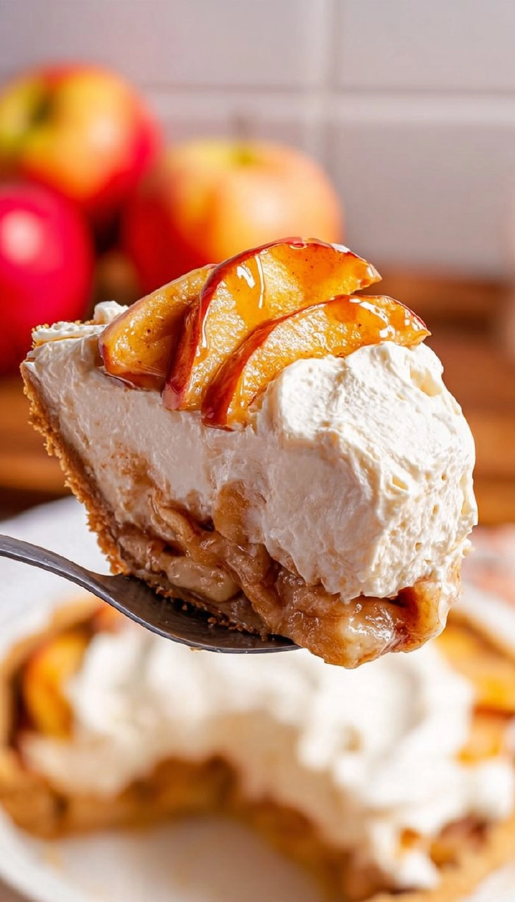Creamy No Bake Apple Cheesecake Pie