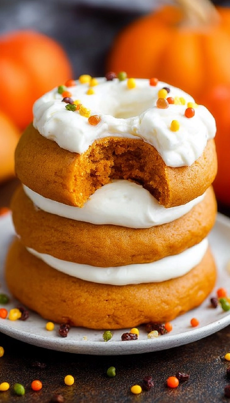 Pumpkin Cookies with Cream Cheese Frosting